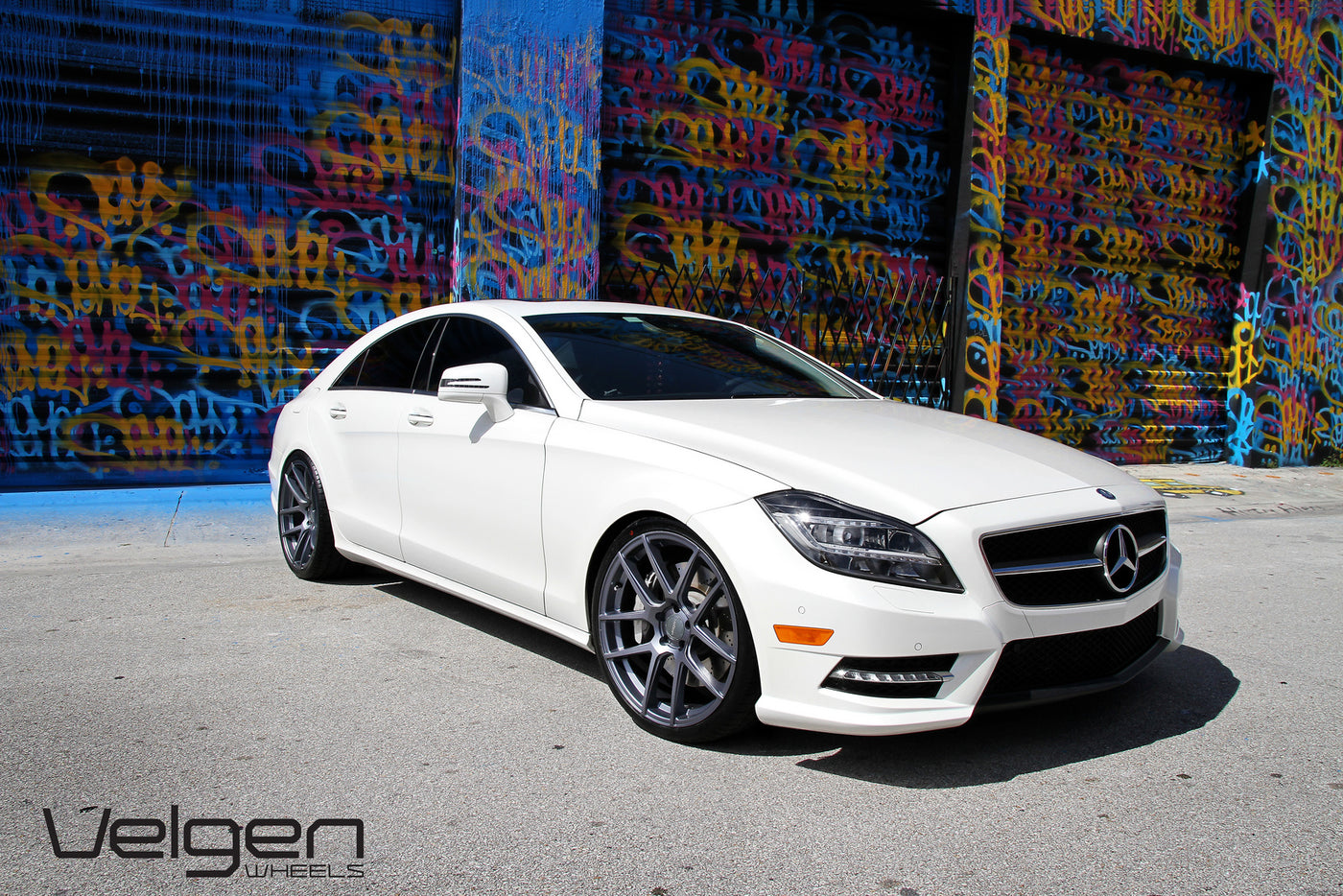 Mercedes CLS550 lowered on Velgen VMB5 Matte Gunmetal
