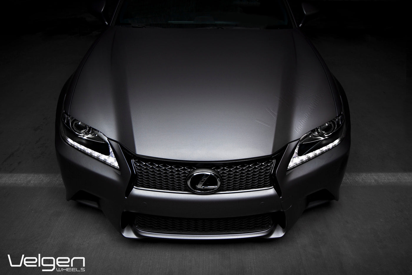 2013 Lexus GS F Sport Matte Gunmetal Lowered on Velgen VMB5 MG