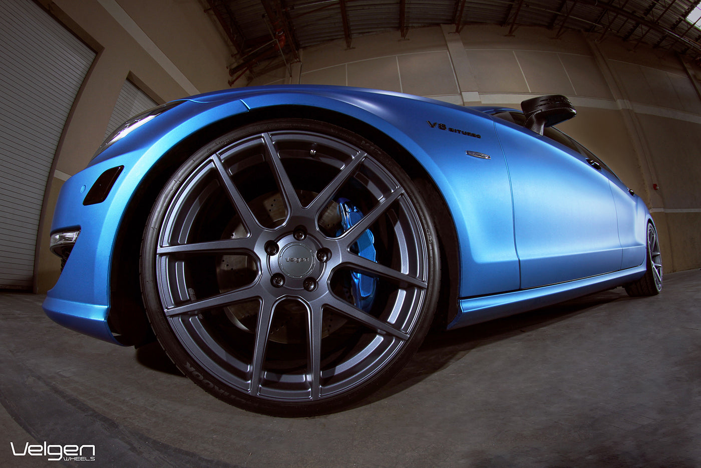 Matte Blue Mercedes Benz CLS550 on Velgen VMB5