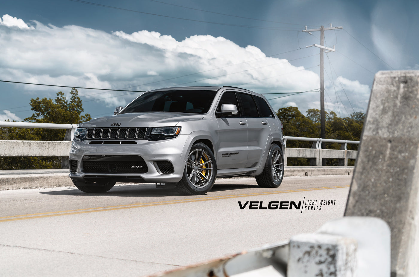 Jeep Trackhawk  Lowered Eibach Suspension   Velgen Wheels Light Weight Series. VF5 Gloss Gunmetal  20x10.5 with 295-45-20 Conti